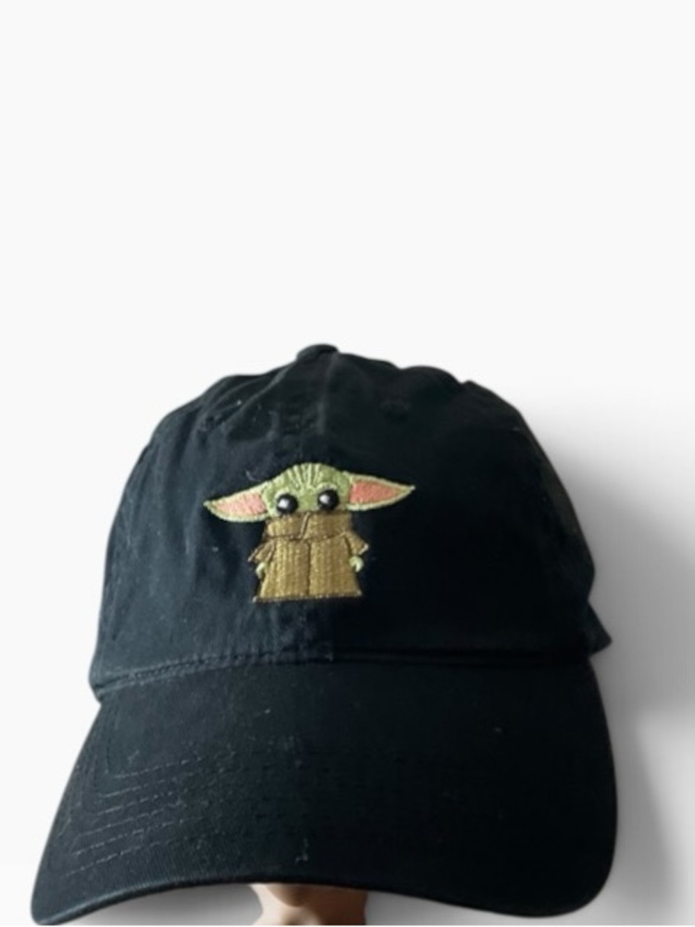 Disney Kids Black Cap with Green and Tan Grogu Embroidery